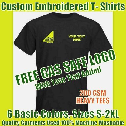 Picture of Gas Safe Register Logo Embroidered Tshirts With Custom Text
