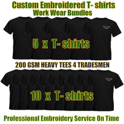 Picture of Custom Embroidered Personalised Heavy T-Shirts Bundles Text