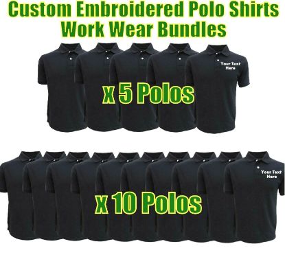 Picture of Custom Embroidered Personalised Polo Shirts Bundles With Text