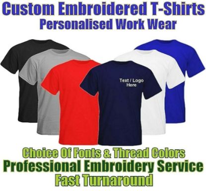 Picture of Custom Embroidered  T-Shirts Personalised With Your Text 