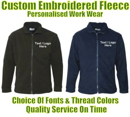 Picture of Custom Embroidered Fleece Jacket Personalised With Your Text 