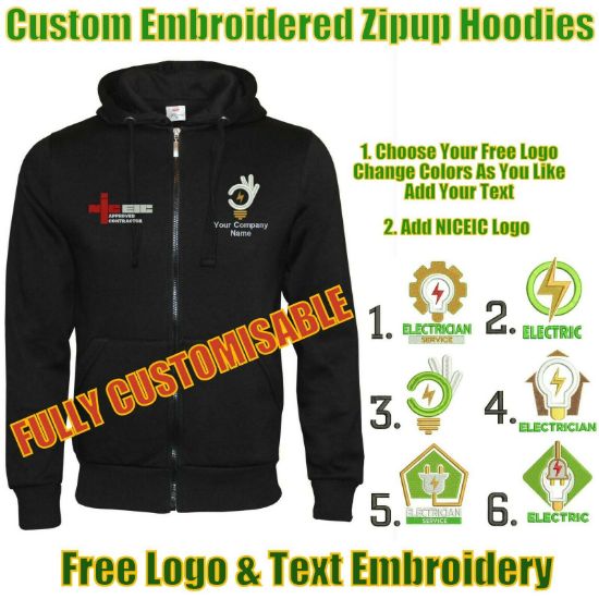 Picture of NICEIC LOGO Embroidered PERSONALISED Zipper Hoodies  