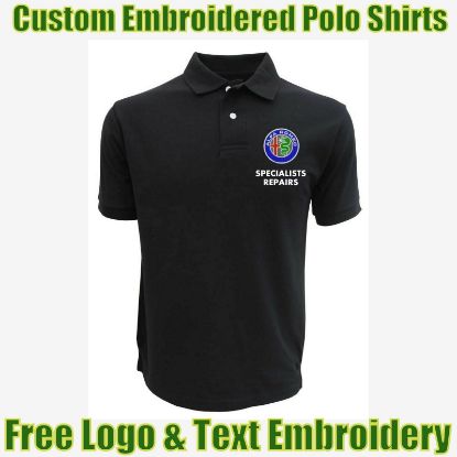 Picture of Custom Embroidered Polo Shirt With Logo Garages & Technicians Names Work Wear