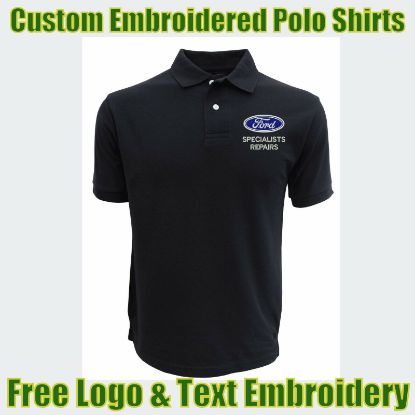 Picture of Custom Embroidered Polo Shirt With Logo Garages & Technicians Names Work Wear 