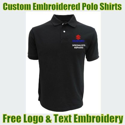 Picture of Custom Embroidered Polo Shirt With Logo Garages & Technicians Names Work Wear