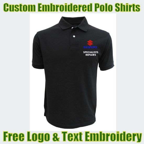 Picture of Custom Embroidered Polo Shirt With Logo Garages & Technicians Names Work Wear