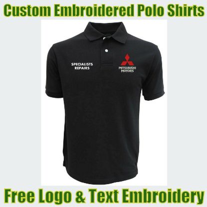 Picture of Custom Embroidered Polo Shirt With Logo Garages & Technicians Names Work Wear