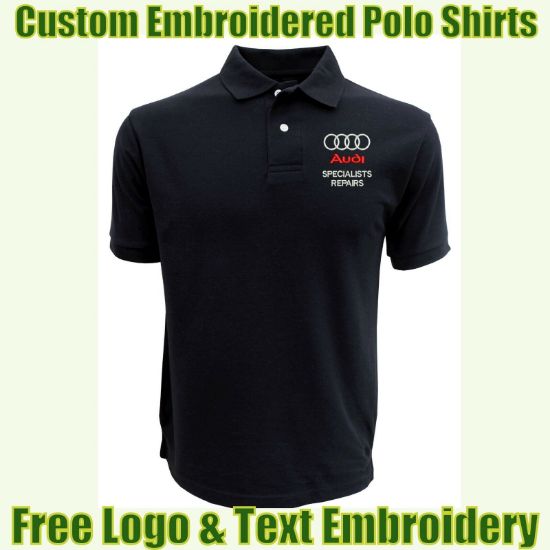 Picture of Custom Embroidered Polo Shirt With Logo Garages & Technicians Names Work Wear 