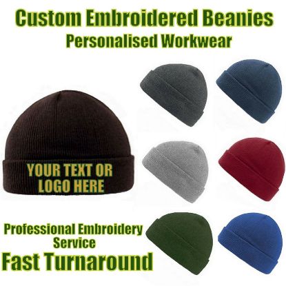 Picture of  Custom Embroidered Uffed Beanie Hats 4 Professionals 