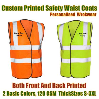 Picture of Custom Printed Hi Visibility Unisex  Waist Coats Pack Of 2