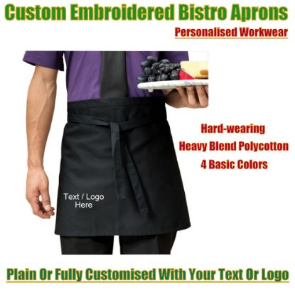 Picture of Custom Embroidered Short Waist Bistro Aprons Unisex 